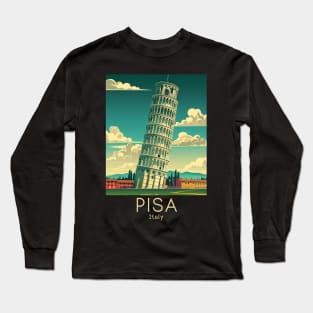 A Vintage Travel Illustration of Pisa - Italy Long Sleeve T-Shirt